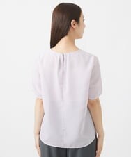 F1BHV18130 MK MICHEL KLEIN(小さいサイズ)(メゾン ドゥ サンク) 【小さいサイズ】ピンストライプ柄シアーブラウス/洗える ラベンダー