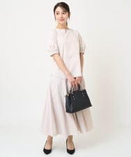 F1BHV61130 MK MICHEL KLEIN(小さいサイズ)(メゾン ドゥ サンク) 【小さいサイズ】ドビーキーネックブラウス/洗える グリーン