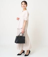 F1BHV61130 MK MICHEL KLEIN(小さいサイズ)(メゾン ドゥ サンク) 【小さいサイズ】ドビーキーネックブラウス/洗える グリーン
