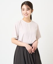 F1BHV68120 MK MICHEL KLEIN(小さいサイズ)(メゾン ドゥ サンク) 【小さいサイズ】配色パイピングデザインシフォントップス/洗える ベージュ
