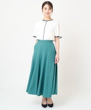 F1BHV68120 MK MICHEL KLEIN(小さいサイズ)(メゾン ドゥ サンク) 【小さいサイズ】配色パイピングデザインシフォントップス/洗える ホワイト