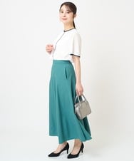 F1BHV68120 MK MICHEL KLEIN(小さいサイズ)(メゾン ドゥ サンク) 【小さいサイズ】配色パイピングデザインシフォントップス/洗える ホワイト
