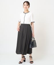 F1BHV68120 MK MICHEL KLEIN(小さいサイズ)(メゾン ドゥ サンク) 【小さいサイズ】配色パイピングデザインシフォントップス/洗える ホワイト