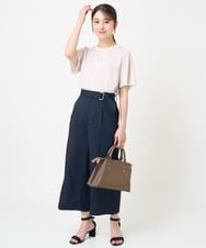 F1BHV68120 MK MICHEL KLEIN(小さいサイズ)(メゾン ドゥ サンク) 【小さいサイズ】配色パイピングデザインシフォントップス/洗える ホワイト