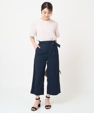 F1BHV68120 MK MICHEL KLEIN(小さいサイズ)(メゾン ドゥ サンク) 【小さいサイズ】配色パイピングデザインシフォントップス/洗える ホワイト
