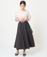 F1BHV68120 MK MICHEL KLEIN(小さいサイズ)(メゾン ドゥ サンク) 【小さいサイズ】配色パイピングデザインシフォントップス/洗える ホワイト