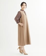 F1BIS05130 MK MICHEL KLEIN(小さいサイズ)(メゾン ドゥ サンク) 【小さいサイズ】シャーリングデザイン幾何柄プリントブラウス/洗える ワイン