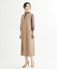 F1BIS05130 MK MICHEL KLEIN(小さいサイズ)(メゾン ドゥ サンク) 【小さいサイズ】シャーリングデザイン幾何柄プリントブラウス/洗える ワイン