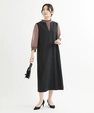 F1BIS05130 MK MICHEL KLEIN(小さいサイズ)(メゾン ドゥ サンク) 【小さいサイズ】シャーリングデザイン幾何柄プリントブラウス/洗える ワイン