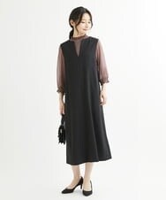 F1BIS05130 MK MICHEL KLEIN(小さいサイズ)(メゾン ドゥ サンク) 【小さいサイズ】シャーリングデザイン幾何柄プリントブラウス/洗える ワイン