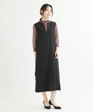 F1BIS05130 MK MICHEL KLEIN(小さいサイズ)(メゾン ドゥ サンク) 【小さいサイズ】シャーリングデザイン幾何柄プリントブラウス/洗える ワイン