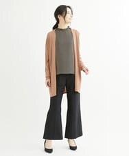 F1BIS05130 MK MICHEL KLEIN(小さいサイズ)(メゾン ドゥ サンク) 【小さいサイズ】シャーリングデザイン幾何柄プリントブラウス/洗える ワイン