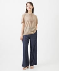 F1BIV12110 MK MICHEL KLEIN(小さいサイズ)(メゾン ドゥ サンク) 【小さいサイズ】フレアースリーブピンタックデザインシフォンブラウス/洗える ピンク