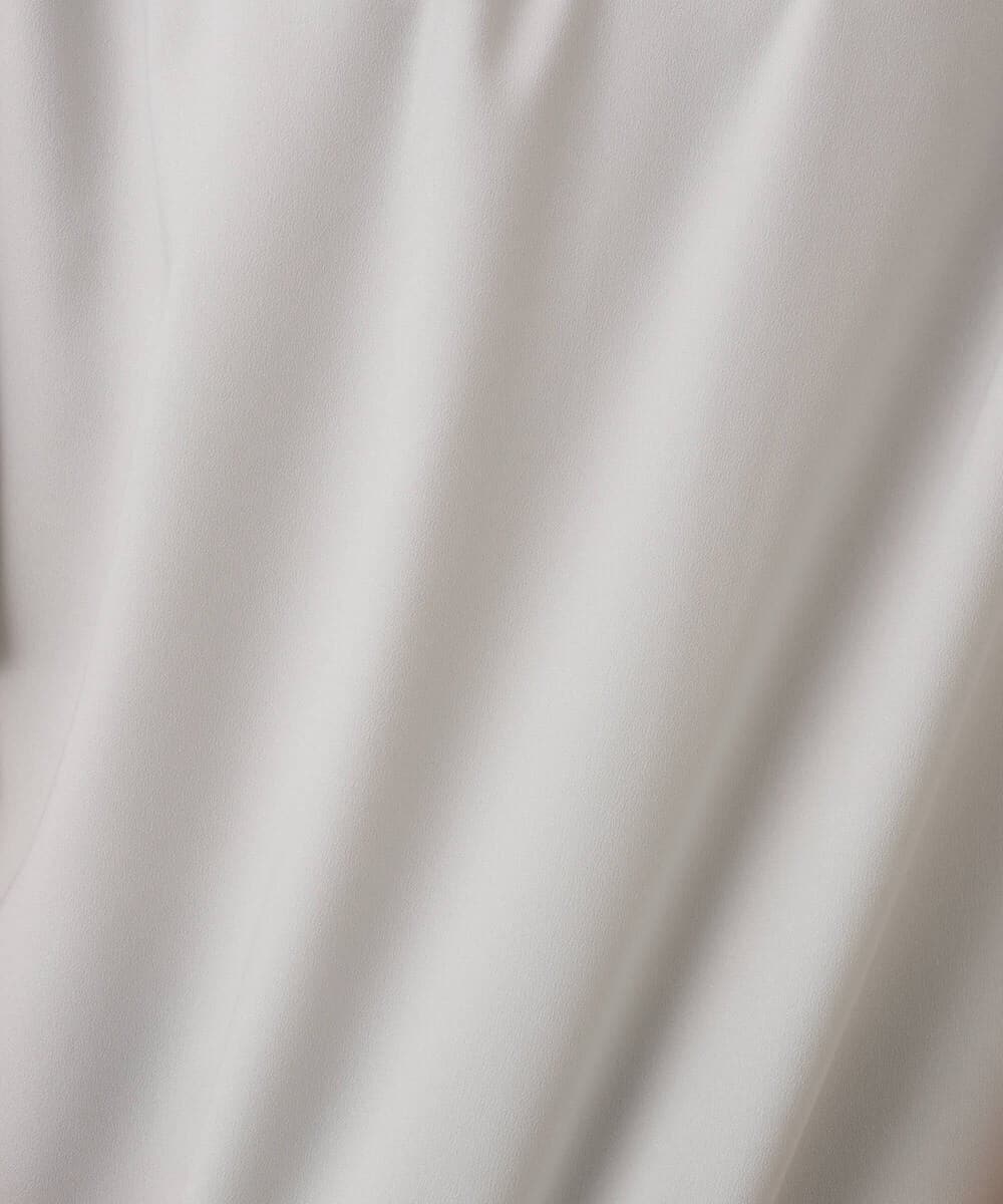 F1BJD36160 MK MICHEL KLEIN(小さいサイズ)(メゾン ドゥ サンク) 【小さいサイズ】[洗える]レースボウタイ付きスタンドネックブラウス ライトブルー