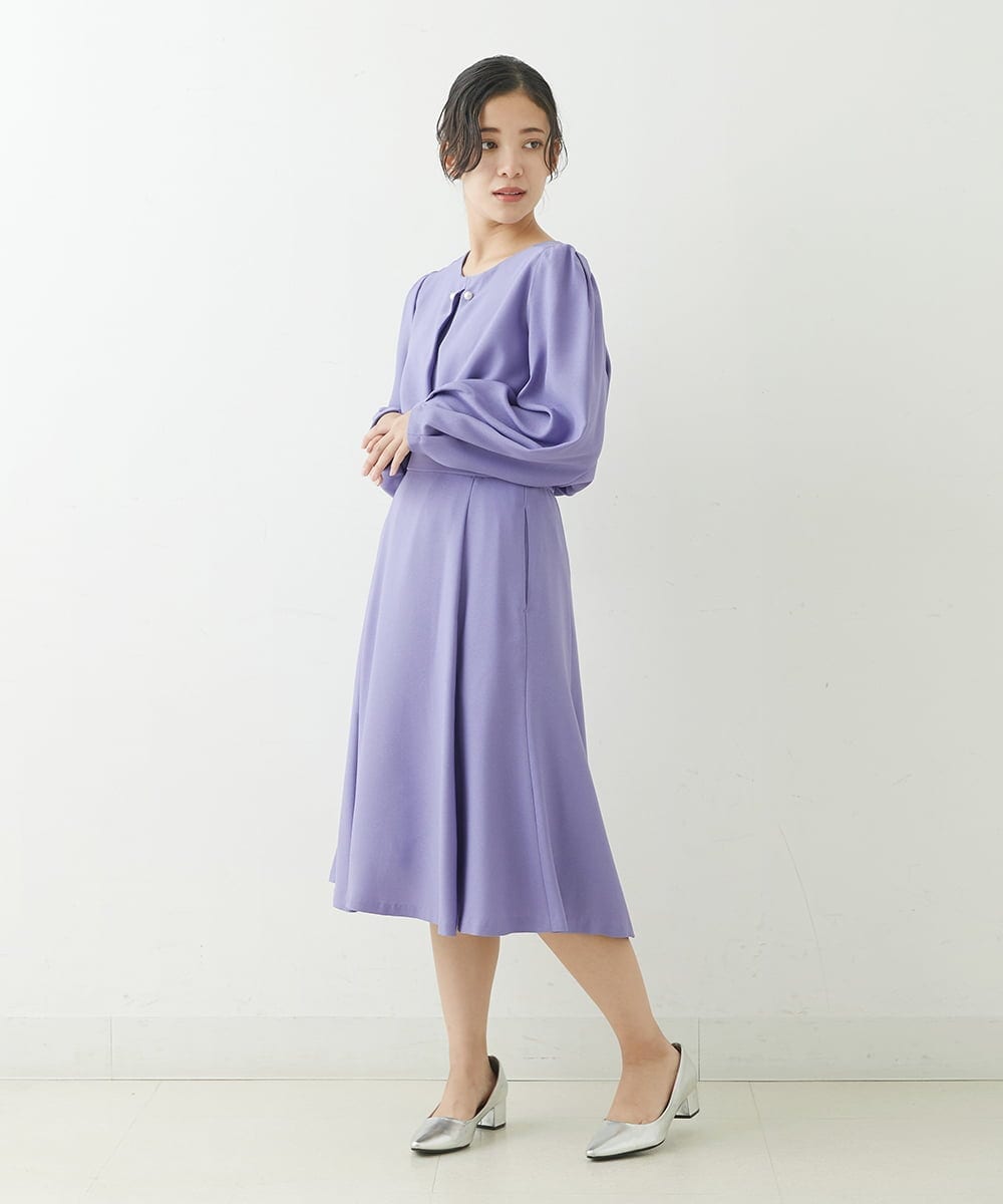 F1BJP38130 MK MICHEL KLEIN(小さいサイズ)(メゾン ドゥ サンク) 【小さいサイズ】パールピン付きブラウス/洗える ネイビー