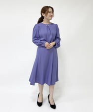 F1BJP38130 MK MICHEL KLEIN(小さいサイズ)(メゾン ドゥ サンク) 【小さいサイズ】パールピン付きブラウス/洗える ネイビー