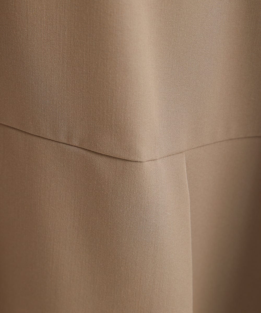 F1BJS34130 MK MICHEL KLEIN(小さいサイズ)(メゾン ドゥ サンク) 【小さいサイズ】ペプラムシルエットブラウス/洗える モカ