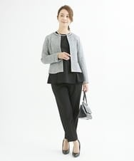 F1BJS34130 MK MICHEL KLEIN(小さいサイズ)(メゾン ドゥ サンク) 【小さいサイズ】ペプラムシルエットブラウス/洗える モカ