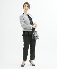 F1BJS34130 MK MICHEL KLEIN(小さいサイズ)(メゾン ドゥ サンク) 【小さいサイズ】ペプラムシルエットブラウス/洗える モカ