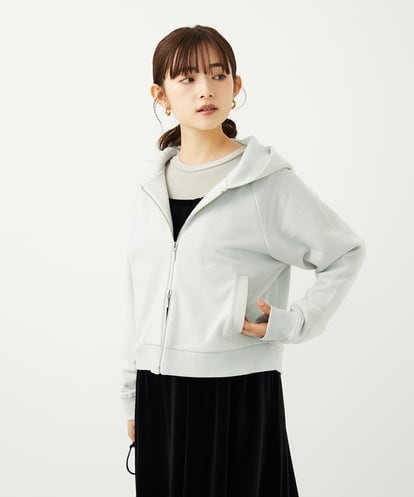 F1CAD32140 MK MICHEL KLEIN(小さいサイズ) 【小さいサイズ】ラメ裏毛スウェットダブルジップパーカー/洗濯機で洗える