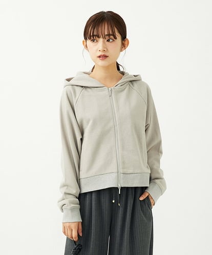 F1CAD32140 MK MICHEL KLEIN(小さいサイズ) 【小さいサイズ】ラメ裏毛スウェットダブルジップパーカー/洗濯機で洗える