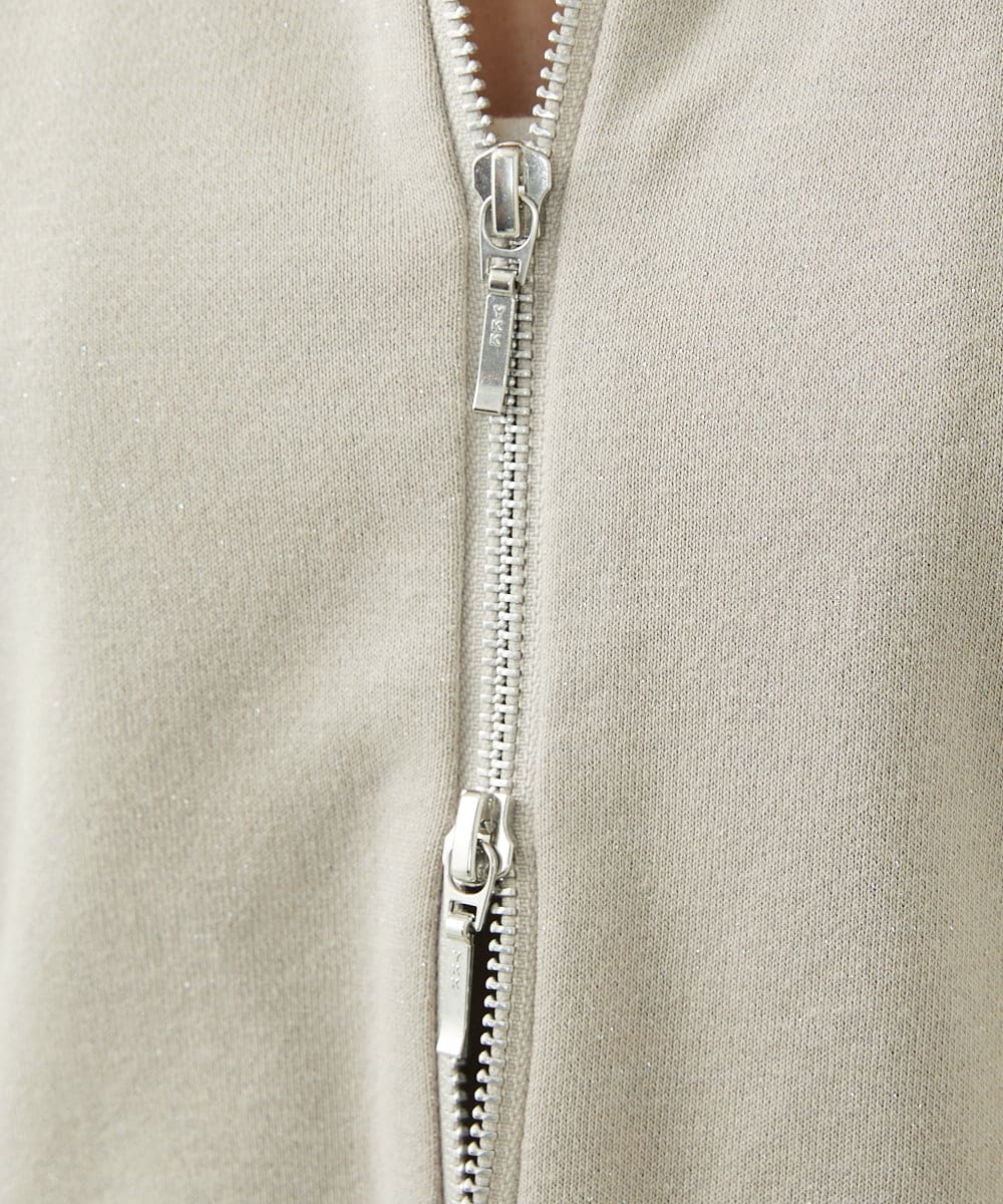 F1CAD32140 MK MICHEL KLEIN(小さいサイズ)(メゾン ドゥ サンク) 【小さいサイズ】ラメ裏毛スウェットダブルジップパーカー/洗濯機で洗える ベージュ