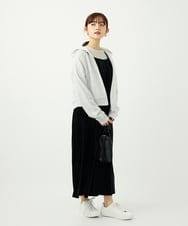 F1CAD32140 MK MICHEL KLEIN(小さいサイズ)(メゾン ドゥ サンク) 【小さいサイズ】ラメ裏毛スウェットダブルジップパーカー/洗濯機で洗える ベージュ