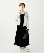 F1CAD32140 MK MICHEL KLEIN(小さいサイズ)(メゾン ドゥ サンク) 【小さいサイズ】ラメ裏毛スウェットダブルジップパーカー/洗濯機で洗える ベージュ