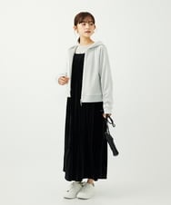 F1CAD32140 MK MICHEL KLEIN(小さいサイズ)(メゾン ドゥ サンク) 【小さいサイズ】ラメ裏毛スウェットダブルジップパーカー/洗濯機で洗える ベージュ