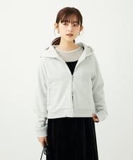 F1CAD32140 MK MICHEL KLEIN(小さいサイズ)(メゾン ドゥ サンク) 【小さいサイズ】ラメ裏毛スウェットダブルジップパーカー/洗濯機で洗える ベージュ
