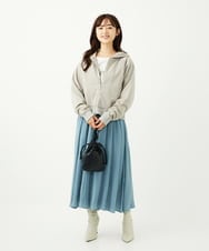 F1CAD32140 MK MICHEL KLEIN(小さいサイズ)(メゾン ドゥ サンク) 【小さいサイズ】ラメ裏毛スウェットダブルジップパーカー/洗濯機で洗える ベージュ
