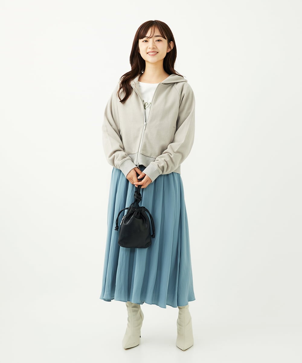 F1CAD32140 MK MICHEL KLEIN(小さいサイズ)(メゾン ドゥ サンク) 【小さいサイズ】ラメ裏毛スウェットダブルジップパーカー/洗濯機で洗える ベージュ