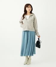 F1CAD32140 MK MICHEL KLEIN(小さいサイズ)(メゾン ドゥ サンク) 【小さいサイズ】ラメ裏毛スウェットダブルジップパーカー/洗濯機で洗える ベージュ