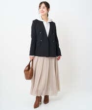 F1CAD32140 MK MICHEL KLEIN(小さいサイズ)(メゾン ドゥ サンク) 【小さいサイズ】ラメ裏毛スウェットダブルジップパーカー/洗濯機で洗える ベージュ