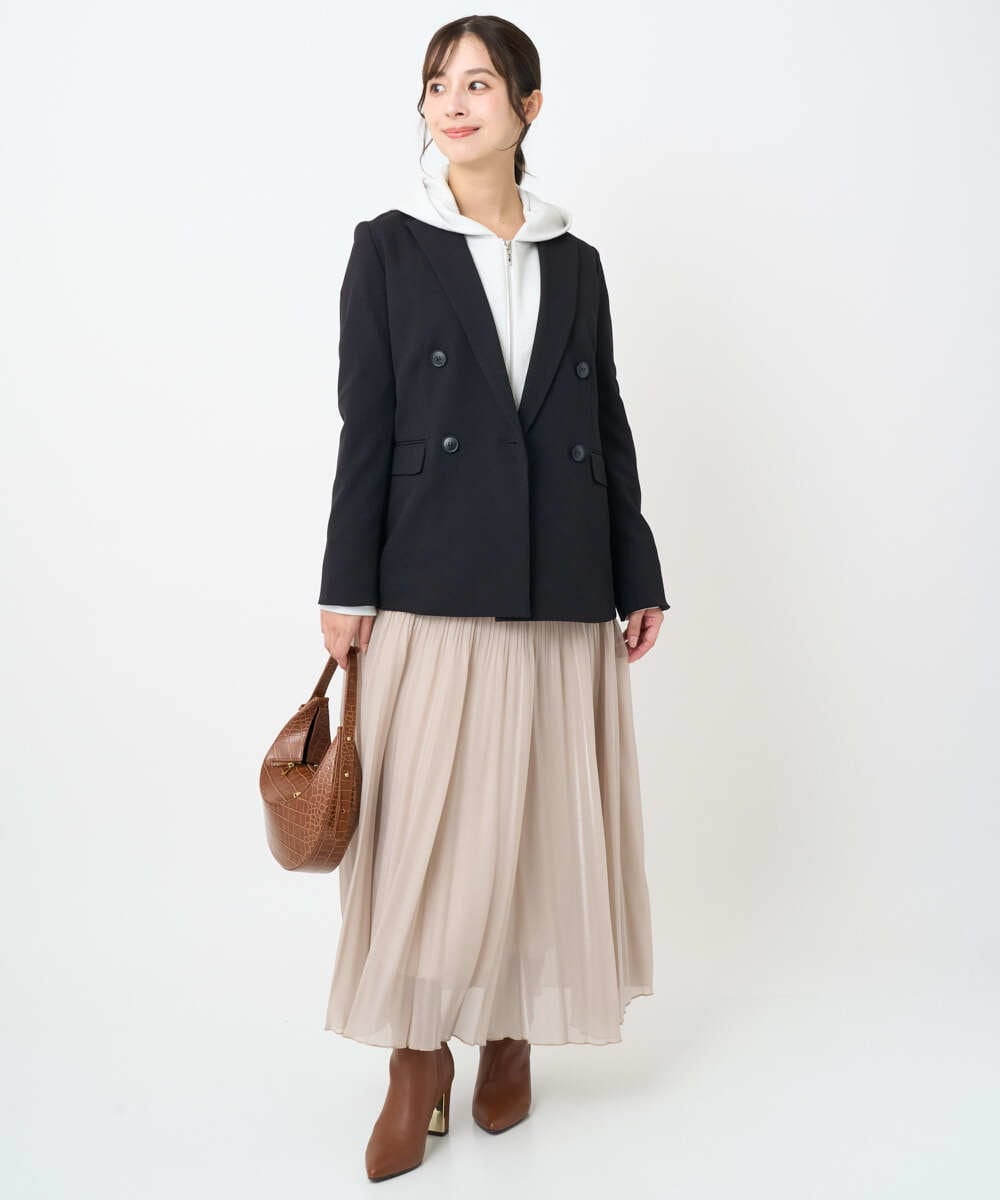 F1CAD32140 MK MICHEL KLEIN(小さいサイズ)(メゾン ドゥ サンク) 【小さいサイズ】ラメ裏毛スウェットダブルジップパーカー/洗濯機で洗える ベージュ