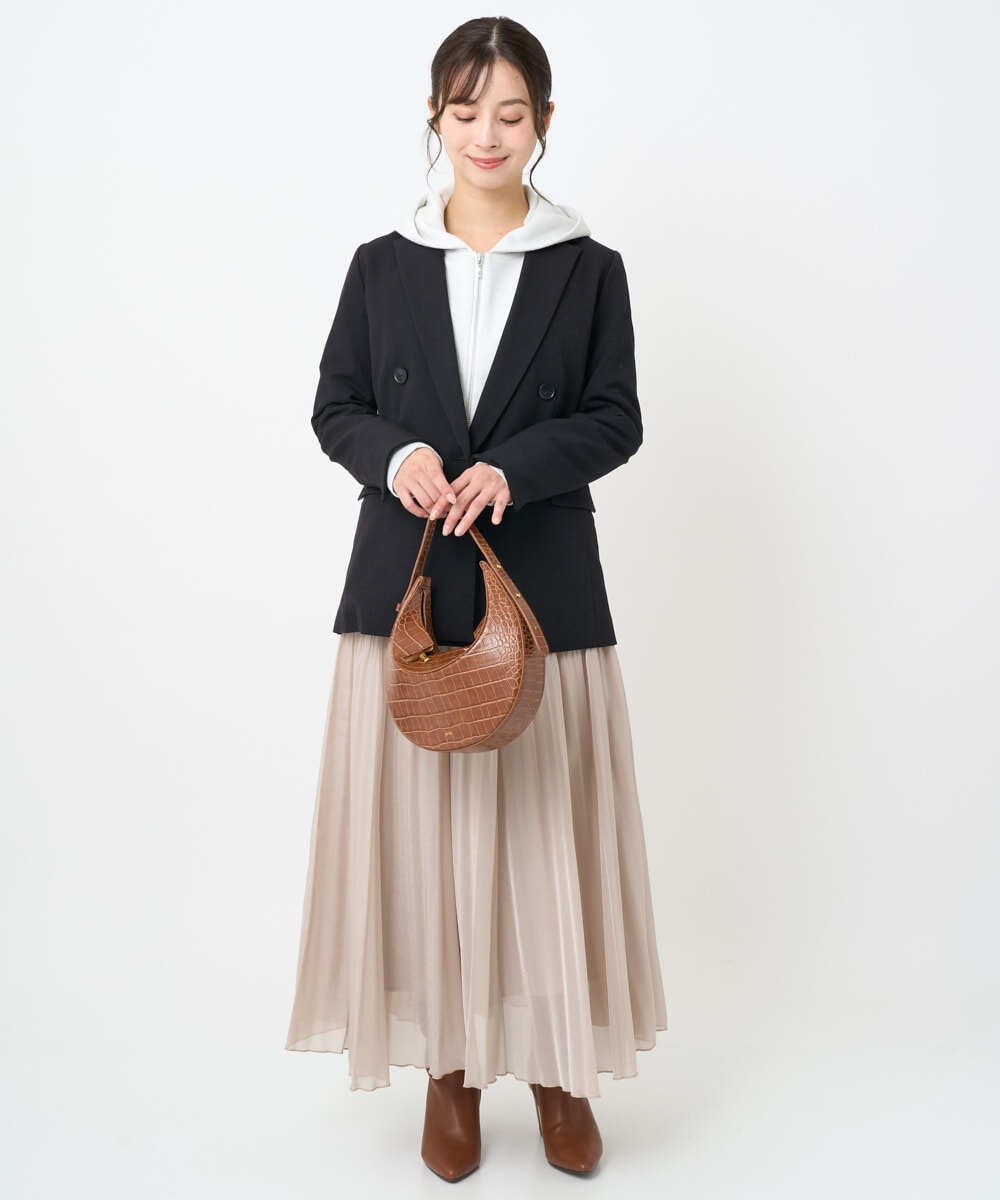 F1CAD32140 MK MICHEL KLEIN(小さいサイズ)(メゾン ドゥ サンク) 【小さいサイズ】ラメ裏毛スウェットダブルジップパーカー/洗濯機で洗える ベージュ