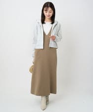 F1CAD32140 MK MICHEL KLEIN(小さいサイズ)(メゾン ドゥ サンク) 【小さいサイズ】ラメ裏毛スウェットダブルジップパーカー/洗濯機で洗える ベージュ