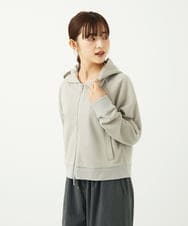 F1CAD32140 MK MICHEL KLEIN(小さいサイズ)(メゾン ドゥ サンク) 【小さいサイズ】ラメ裏毛スウェットダブルジップパーカー/洗濯機で洗える ベージュ