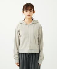 F1CAD32140 MK MICHEL KLEIN(小さいサイズ)(メゾン ドゥ サンク) 【小さいサイズ】ラメ裏毛スウェットダブルジップパーカー/洗濯機で洗える ベージュ