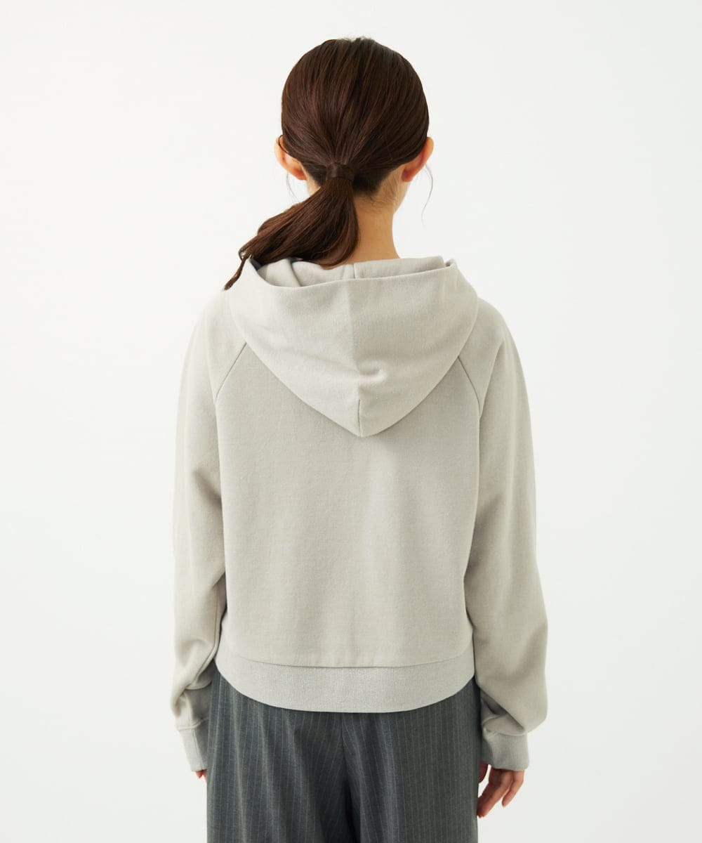 F1CAD32140 MK MICHEL KLEIN(小さいサイズ)(メゾン ドゥ サンク) 【小さいサイズ】ラメ裏毛スウェットダブルジップパーカー/洗濯機で洗える ベージュ