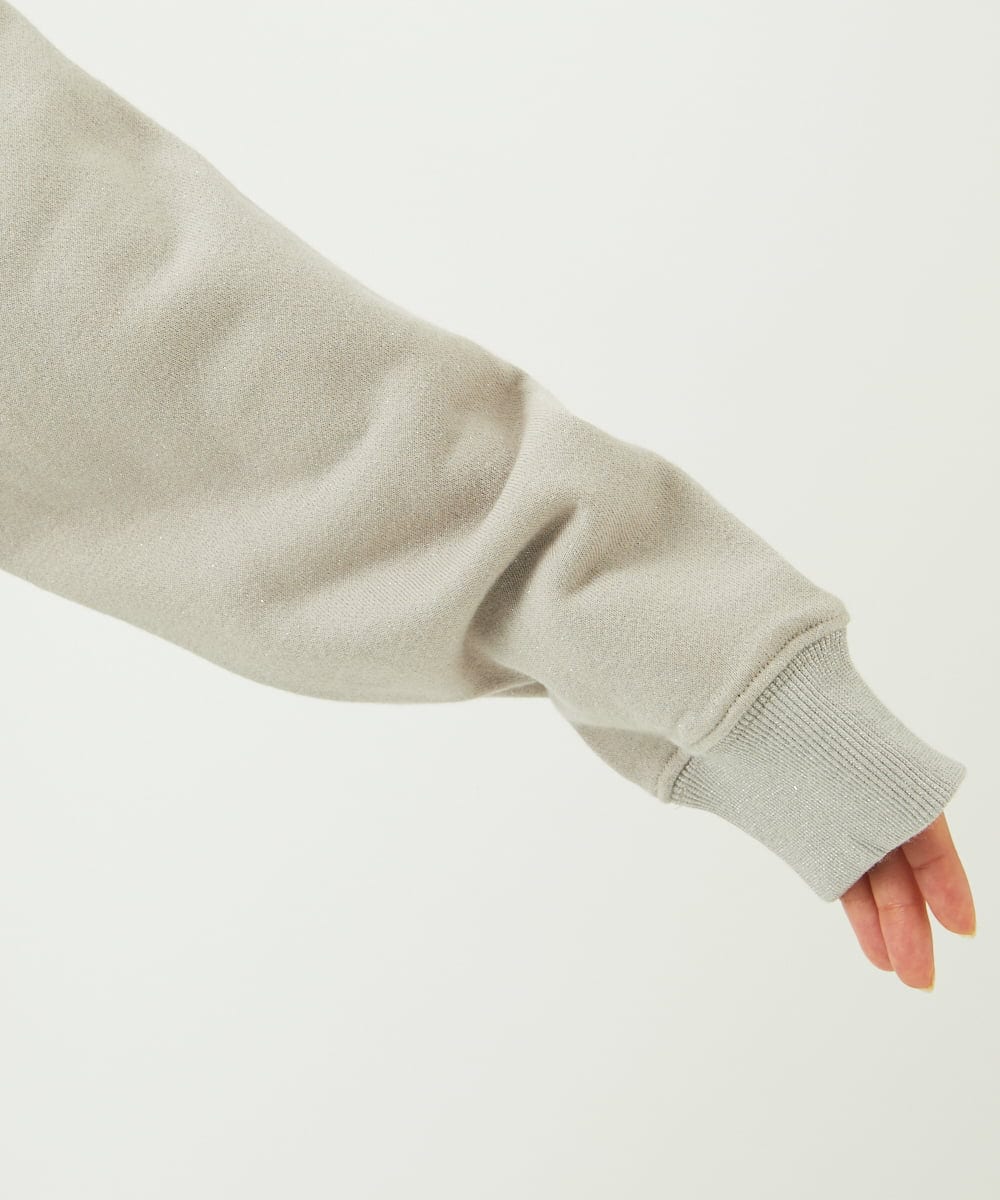 F1CAD32140 MK MICHEL KLEIN(小さいサイズ)(メゾン ドゥ サンク) 【小さいサイズ】ラメ裏毛スウェットダブルジップパーカー/洗濯機で洗える ベージュ