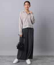 F1CAD32140 MK MICHEL KLEIN(小さいサイズ)(メゾン ドゥ サンク) 【小さいサイズ】ラメ裏毛スウェットダブルジップパーカー/洗濯機で洗える ベージュ