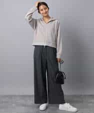 F1CAD32140 MK MICHEL KLEIN(小さいサイズ)(メゾン ドゥ サンク) 【小さいサイズ】ラメ裏毛スウェットダブルジップパーカー/洗濯機で洗える ベージュ