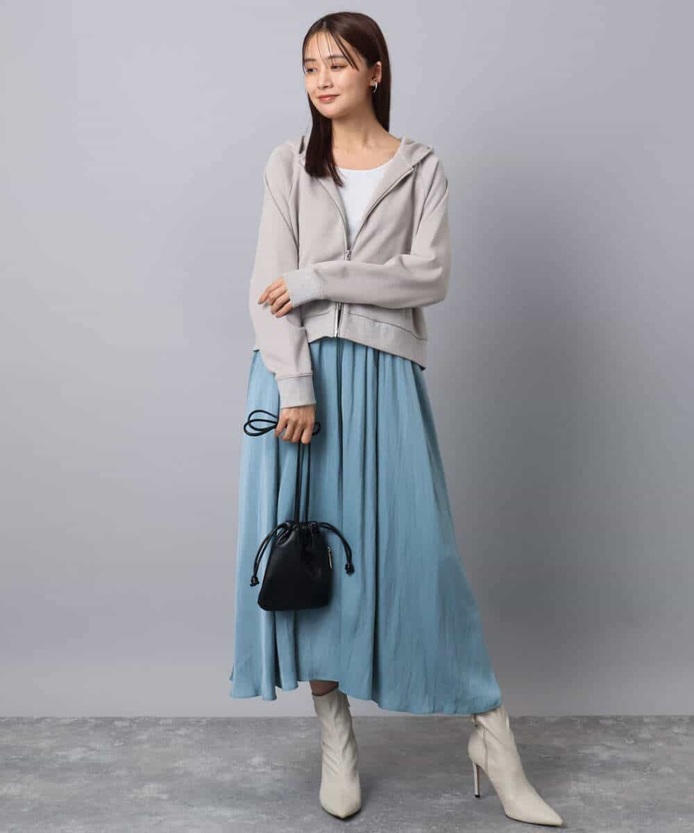 F1CAD32140 MK MICHEL KLEIN(小さいサイズ)(メゾン ドゥ サンク) 【小さいサイズ】ラメ裏毛スウェットダブルジップパーカー/洗濯機で洗える ベージュ