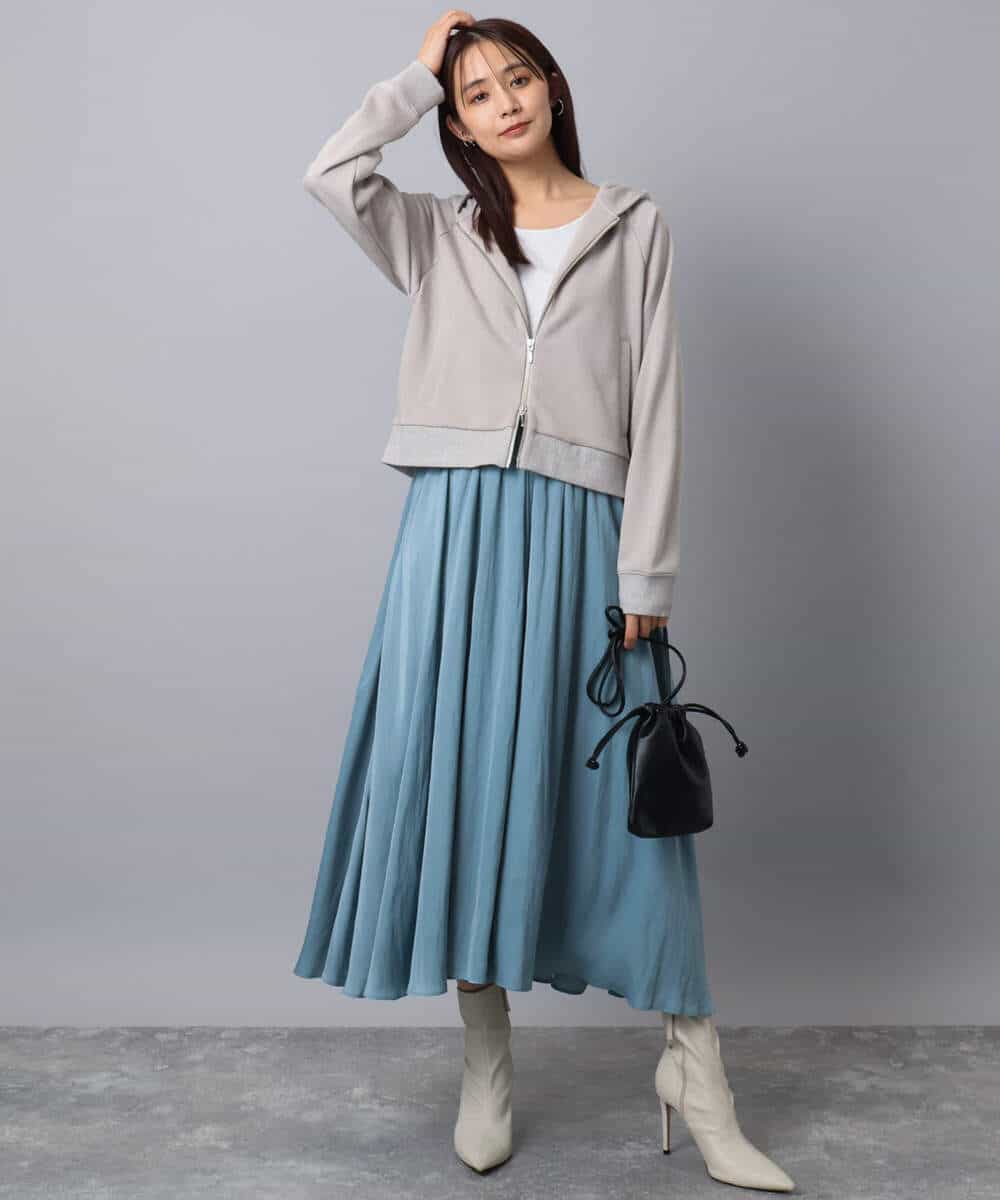 F1CAD32140 MK MICHEL KLEIN(小さいサイズ)(メゾン ドゥ サンク) 【小さいサイズ】ラメ裏毛スウェットダブルジップパーカー/洗濯機で洗える ベージュ