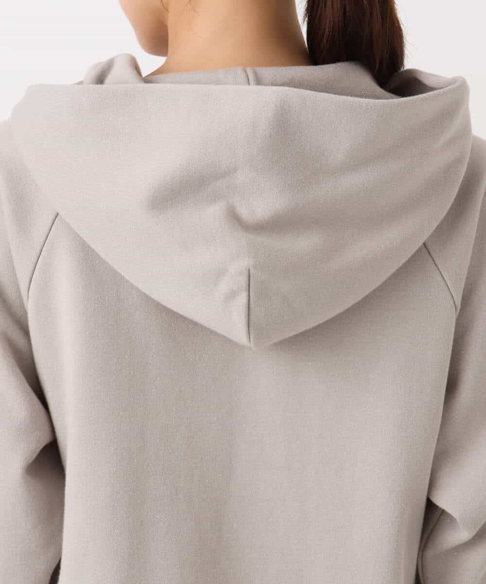 F1CAD32140 MK MICHEL KLEIN(小さいサイズ)(メゾン ドゥ サンク) 【小さいサイズ】ラメ裏毛スウェットダブルジップパーカー/洗濯機で洗える ベージュ