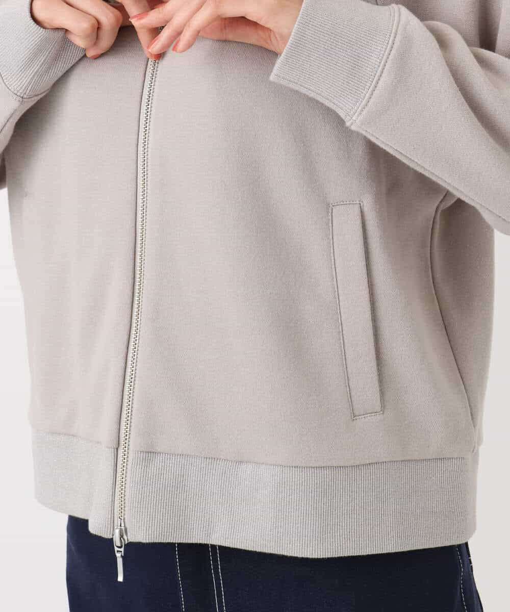 F1CAD32140 MK MICHEL KLEIN(小さいサイズ)(メゾン ドゥ サンク) 【小さいサイズ】ラメ裏毛スウェットダブルジップパーカー/洗濯機で洗える ベージュ