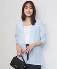 F1CGD40130 MK MICHEL KLEIN(小さいサイズ)(メゾン ドゥ サンク) 【小さいサイズ】コットン混シアーラメカーディガン/洗える ライトブルー