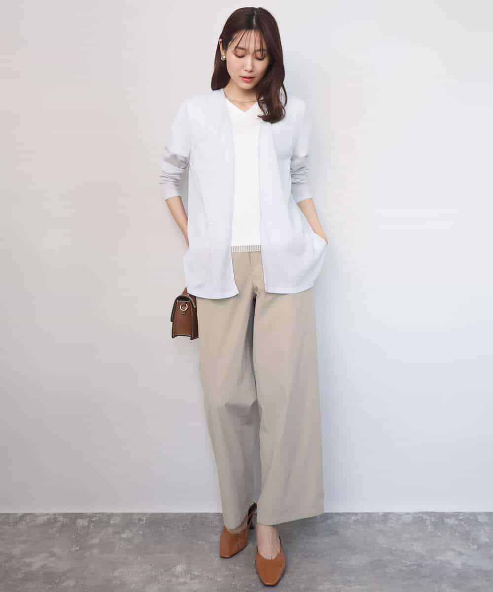 F1CGD40130 MK MICHEL KLEIN(小さいサイズ)(メゾン ドゥ サンク) 【小さいサイズ】コットン混シアーラメカーディガン/洗える ライトブルー