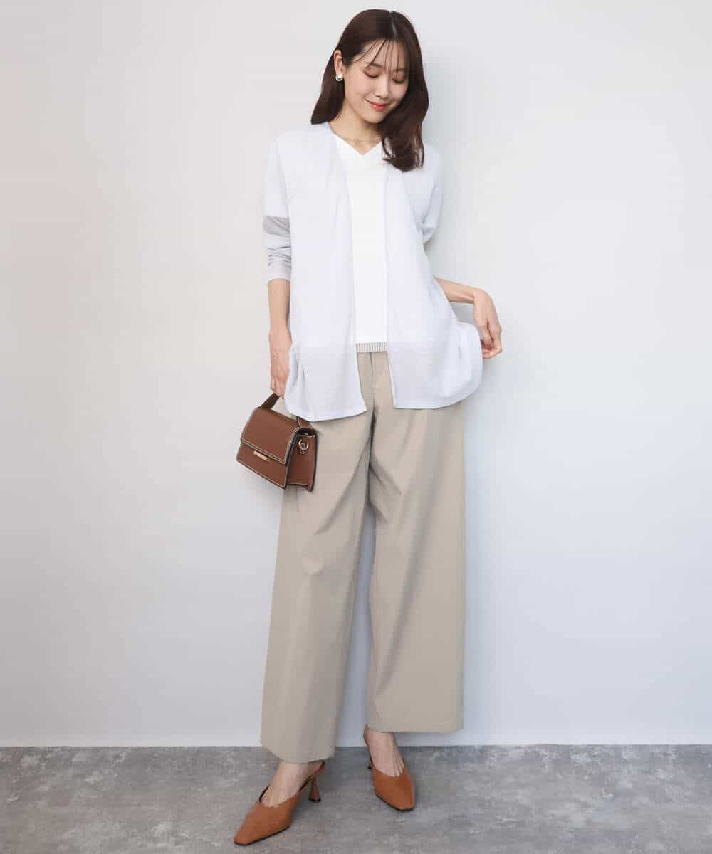 F1CGD40130 MK MICHEL KLEIN(小さいサイズ)(メゾン ドゥ サンク) 【小さいサイズ】コットン混シアーラメカーディガン/洗える ライトブルー